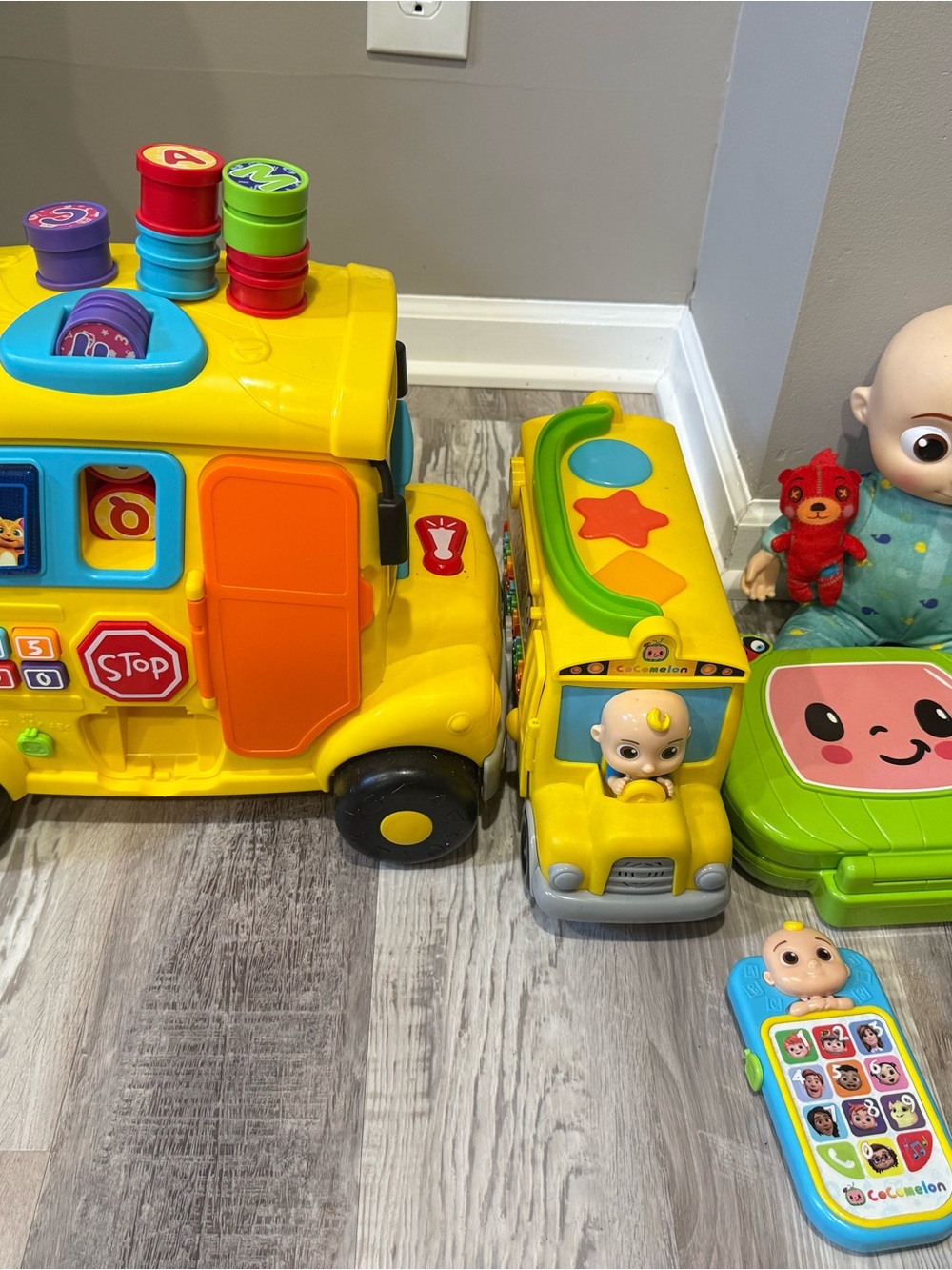 Yellow Activity School Bus Toy with Stacking Play Features by